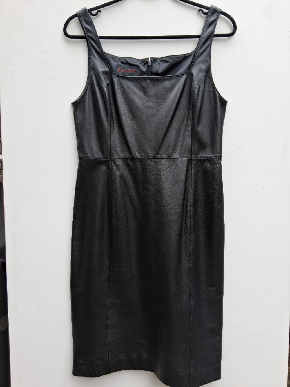 Vintage Ralph Lauren sleeveless leather dress, black (Size 4)